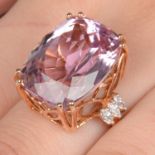 18ct gold kunzite and diamond ring