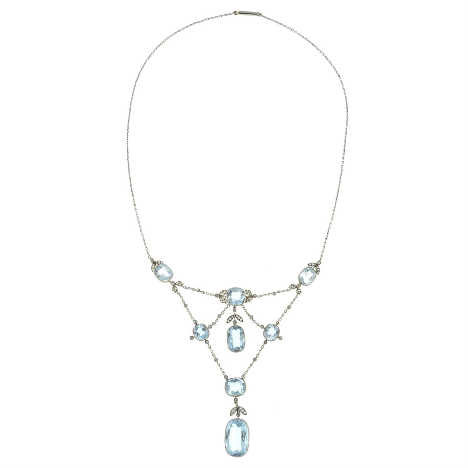 Aquamarine and diamond necklace - Bild 3 aus 6