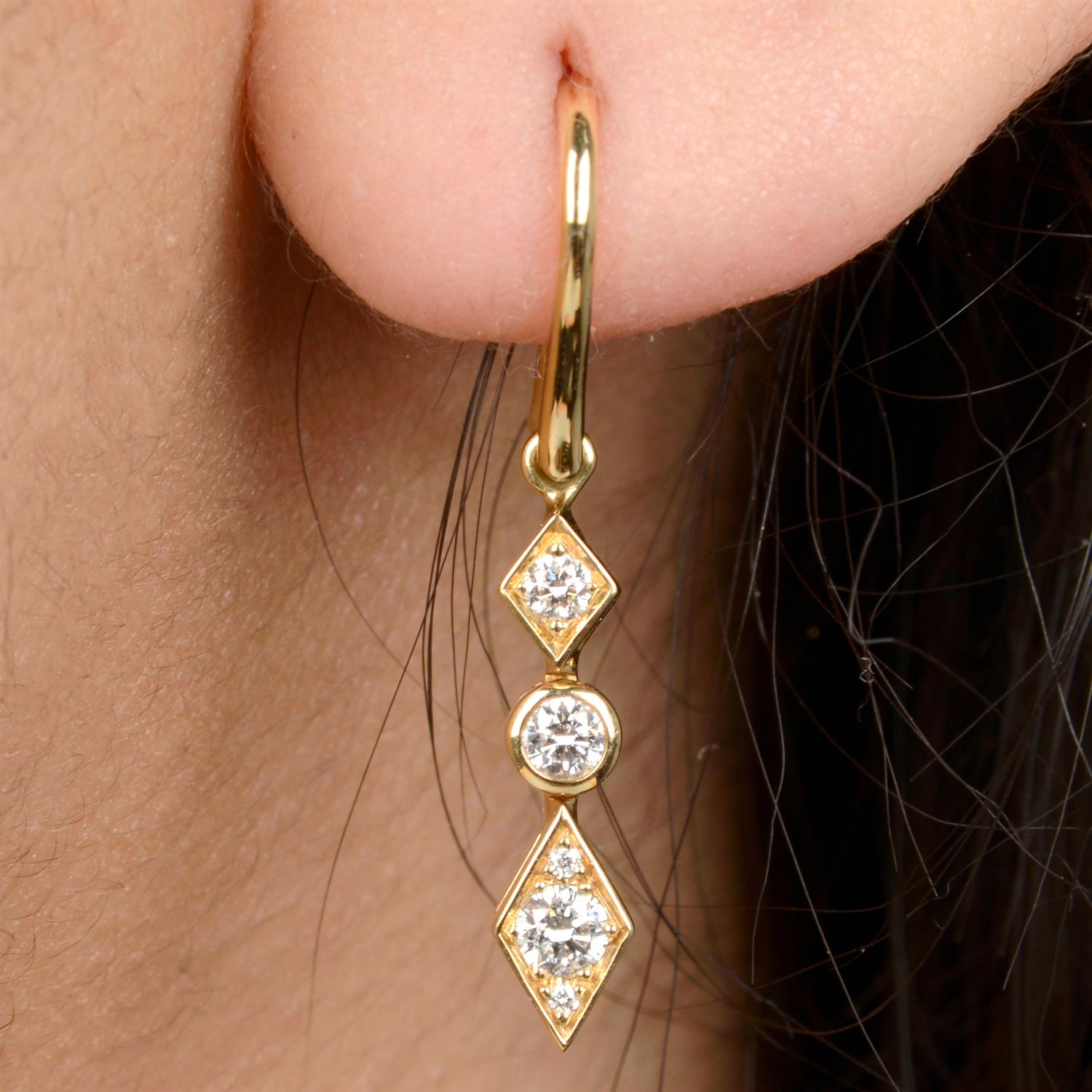 18ct gold diamond earrings, by Garrard
