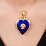 Diamond and enamel heart locket, by Fabergé