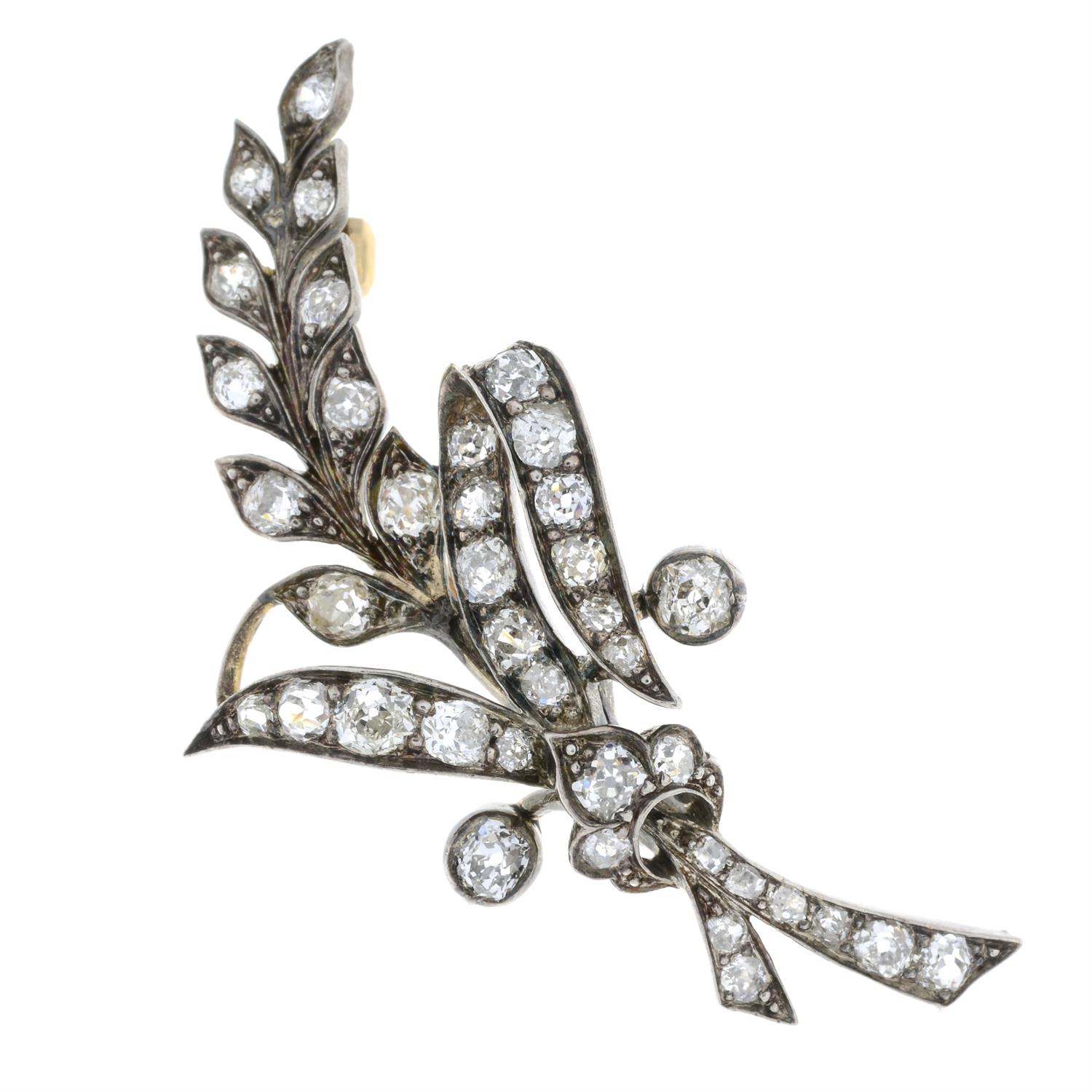 19th century silver and gold diamond floral brooch - Image 2 of 4