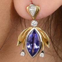Tanzanite and diamond earrings, by Catherine Best