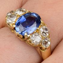 Late Victorian 18ct gold sapphire and diamond ring