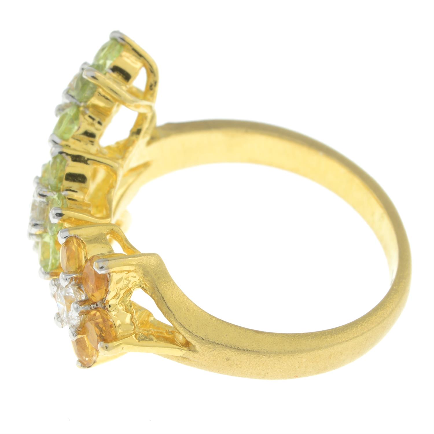 Diamond, peridot and citrine floral ring - Image 4 of 5