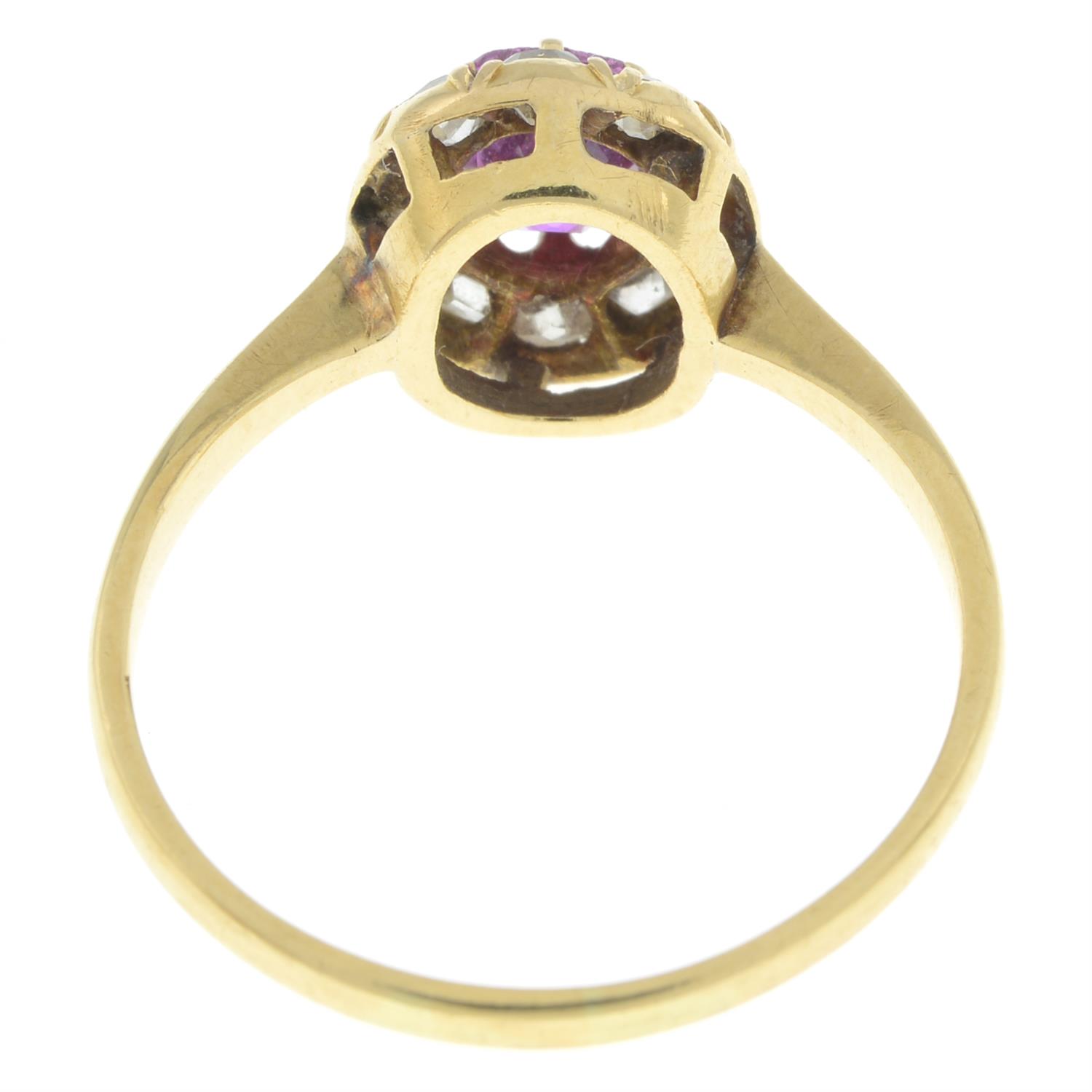 19th century gold Burmese pink sapphire and diamond ring - Image 3 of 5