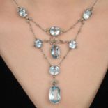 Aquamarine and diamond necklace