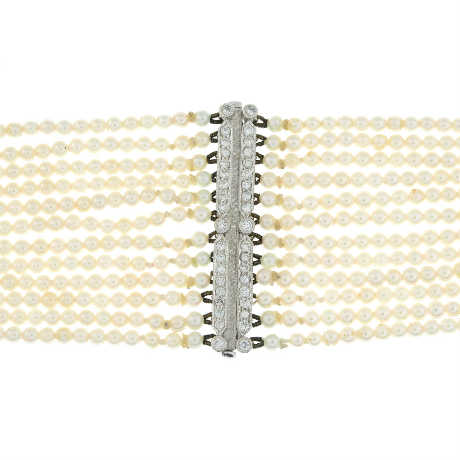 Seed pearl and diamond choker necklace, by Adler - Image 4 of 6