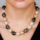 'South Sea' and 'Tahitian' cultured pearl necklace