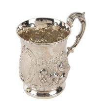Early Victorian silver christening mug.