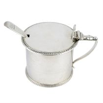 Late Victorian silver drum mustard pot.