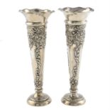 Pair of Edwardian silver bud vases (filled).