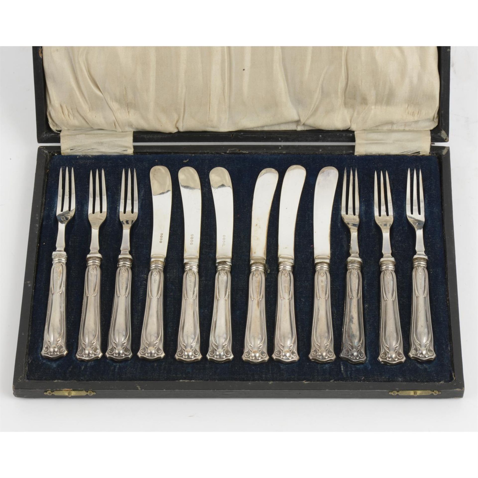 Victorian silver butter knife & part christening set; plus silver handled fruit knives & forks & - Image 4 of 6