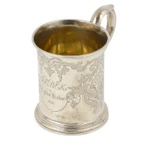 Mid-Victorian silver christening mug.