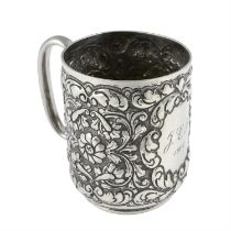 Edwardian silver christening mug.