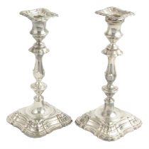 Pair of mid-20th century silver candlesticks (loaded).