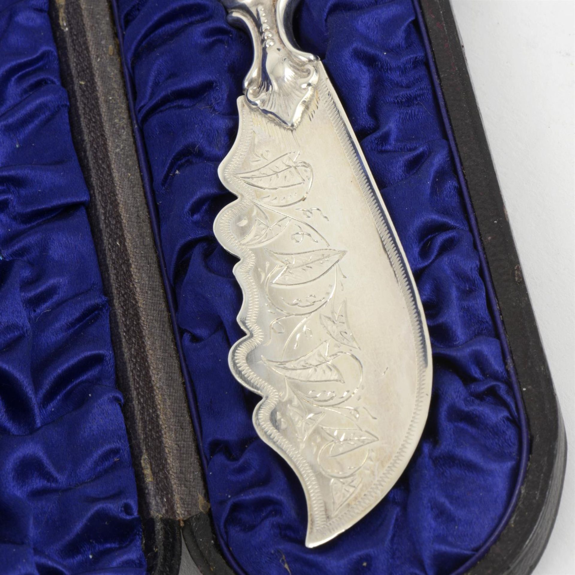 Victorian silver butter knife & part christening set; plus silver handled fruit knives & forks & - Image 3 of 6