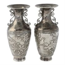 Pair of Chinese silver vases.