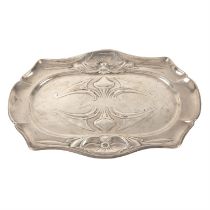 Edwardian silver Art Nouveau dressing table tray.