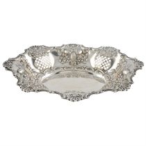 Edwardian silver embossed fruit dish.