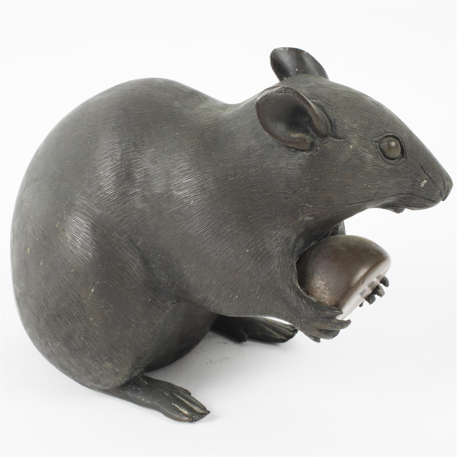 Japanese bronze okimono of a rat - Image 2 of 4