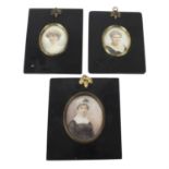 Three portrait miniatures of ladies