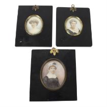 Three portrait miniatures of ladies