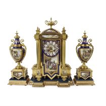 Japy Freres three piece clock garniture