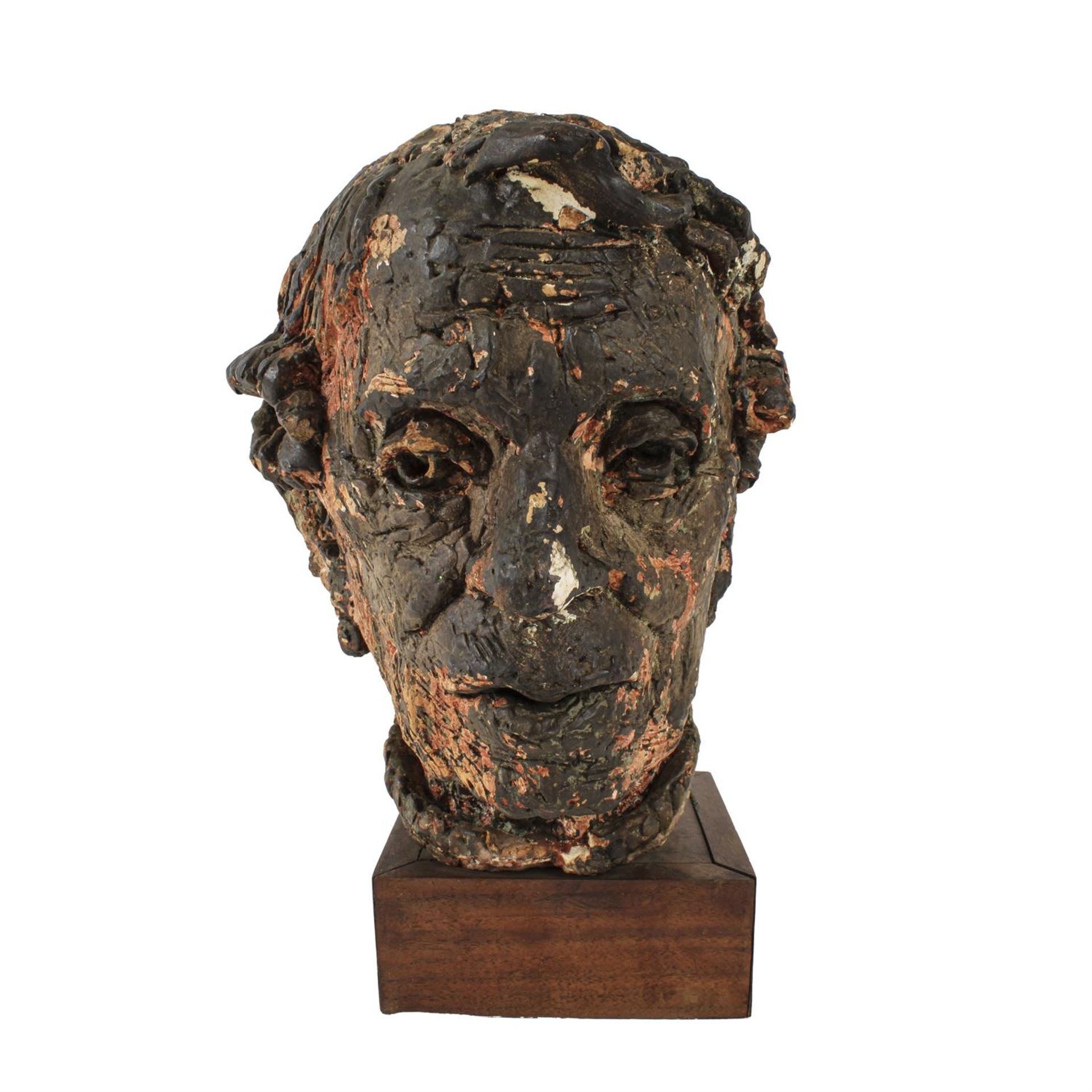 Clay study of a male head in the style of Jacob Epstein