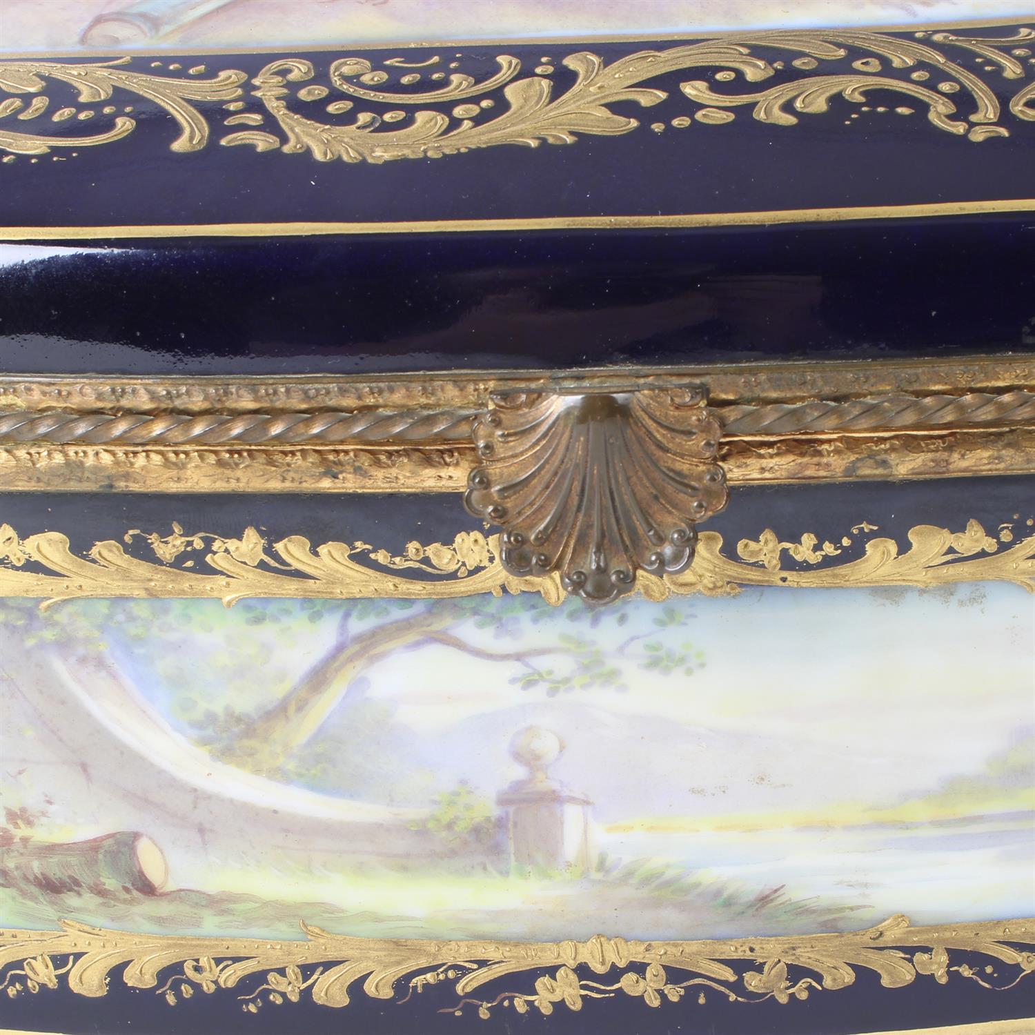 Sevres table casket with Watteau panels, signed G. Rochelle - Image 3 of 11