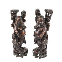 Two carved hardwood Buddah statues