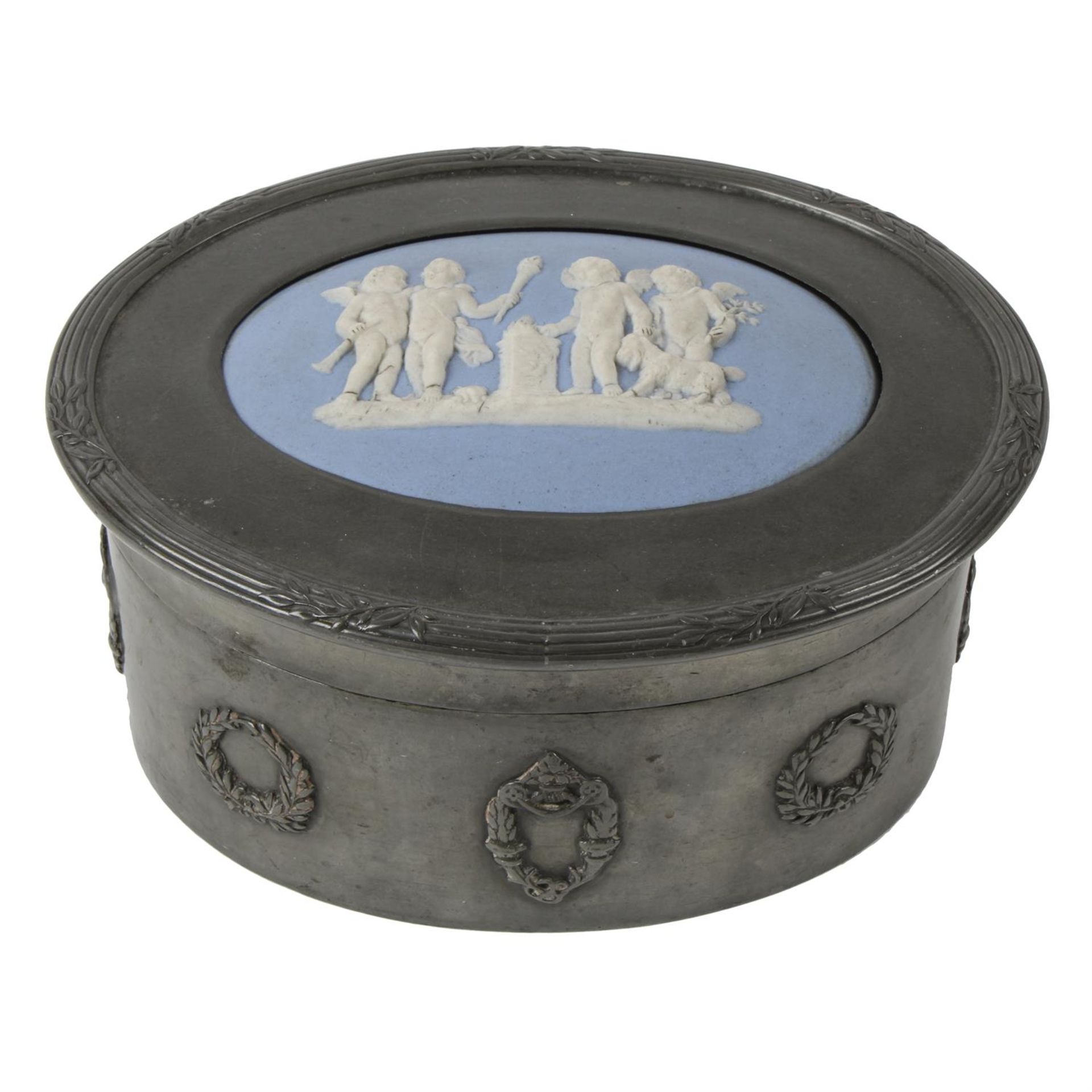 Pewter trinket box with Wedgwood Jasperware plaque