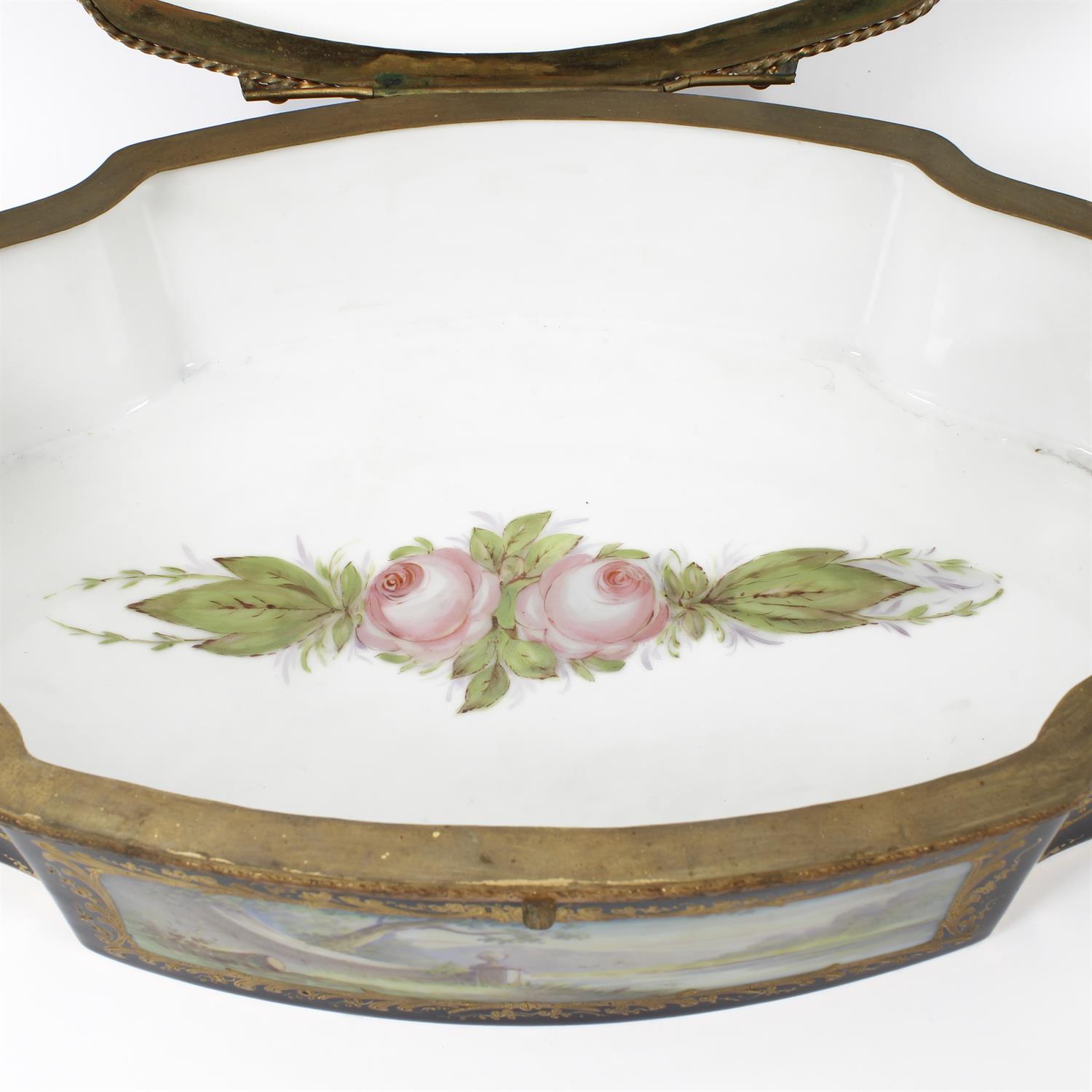 Sevres table casket with Watteau panels, signed G. Rochelle - Image 8 of 11