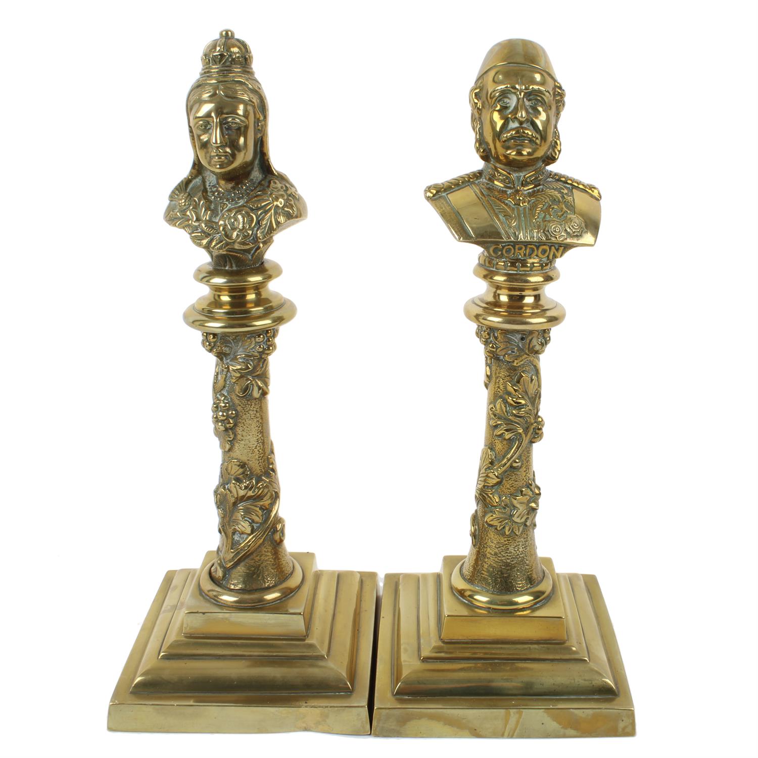 Brass portrait busts of Queen Victoria and General Gordon of Khartoum