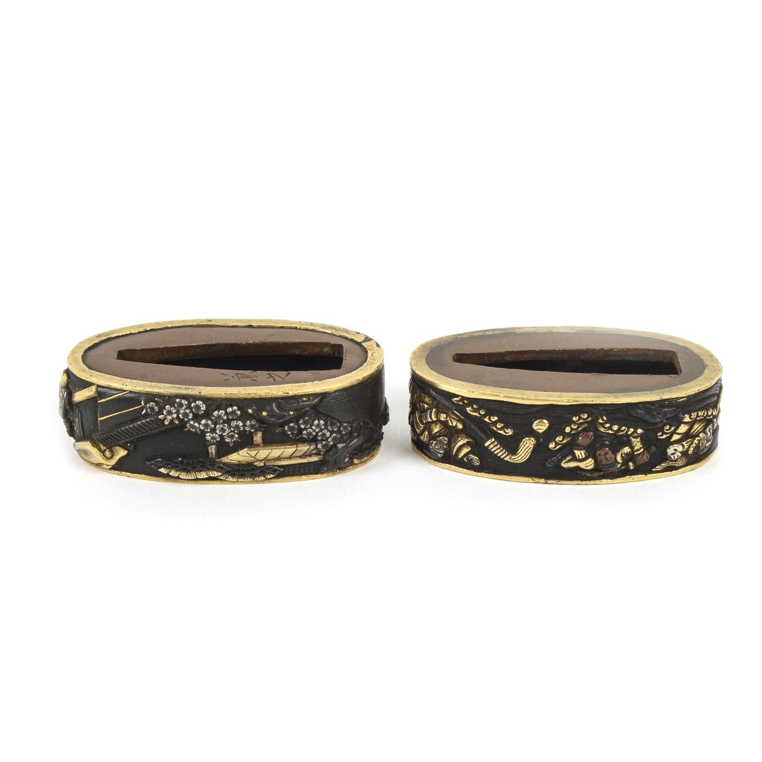 Two Japanese bronze fuchi