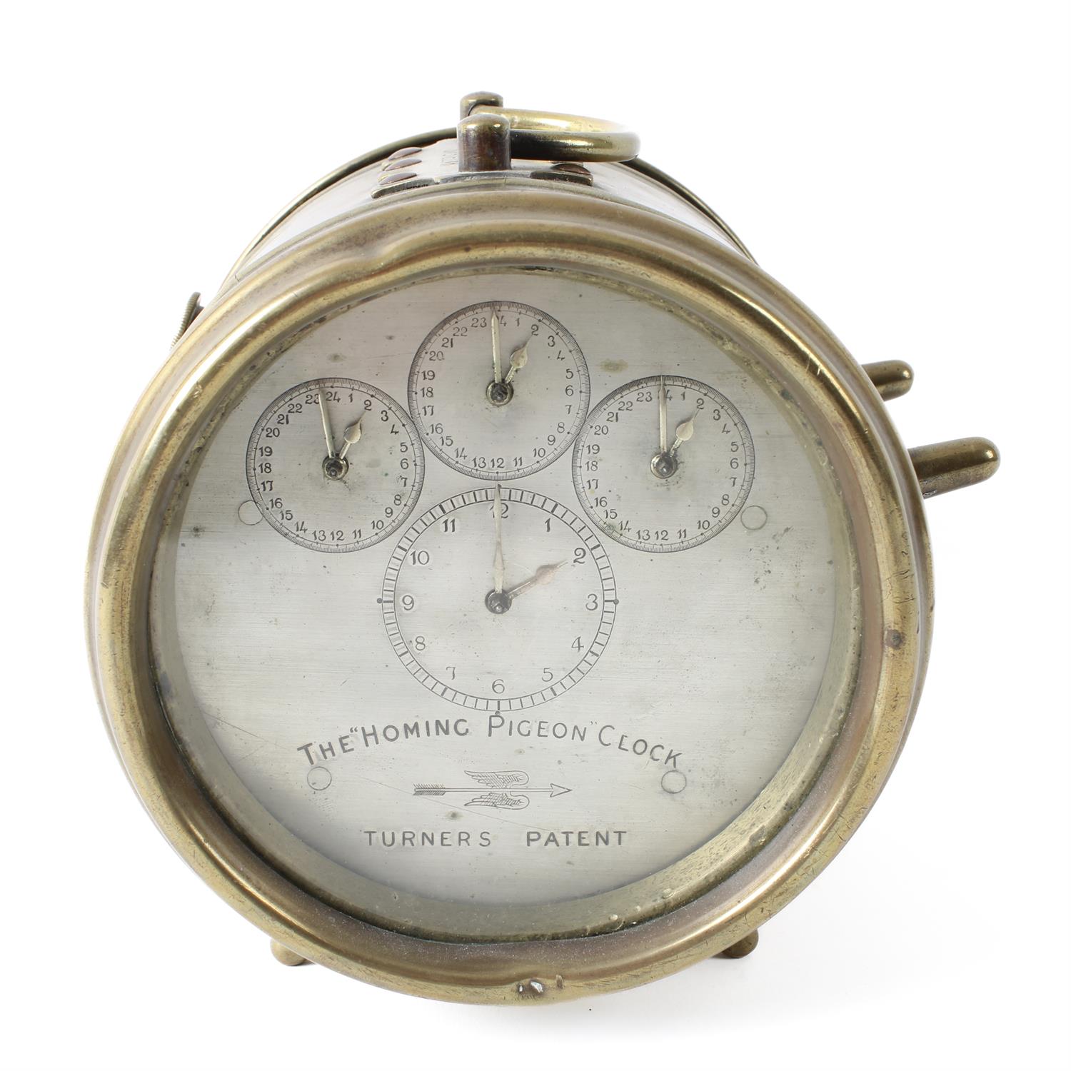 Turner's Patent brass-cased Homing Pigeon clock