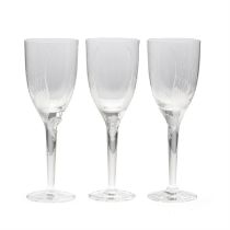 Three Lalique champagne flutes