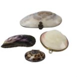Four Victorian shell trinkets
