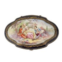 Sevres table casket with Watteau panels, signed G. Rochelle