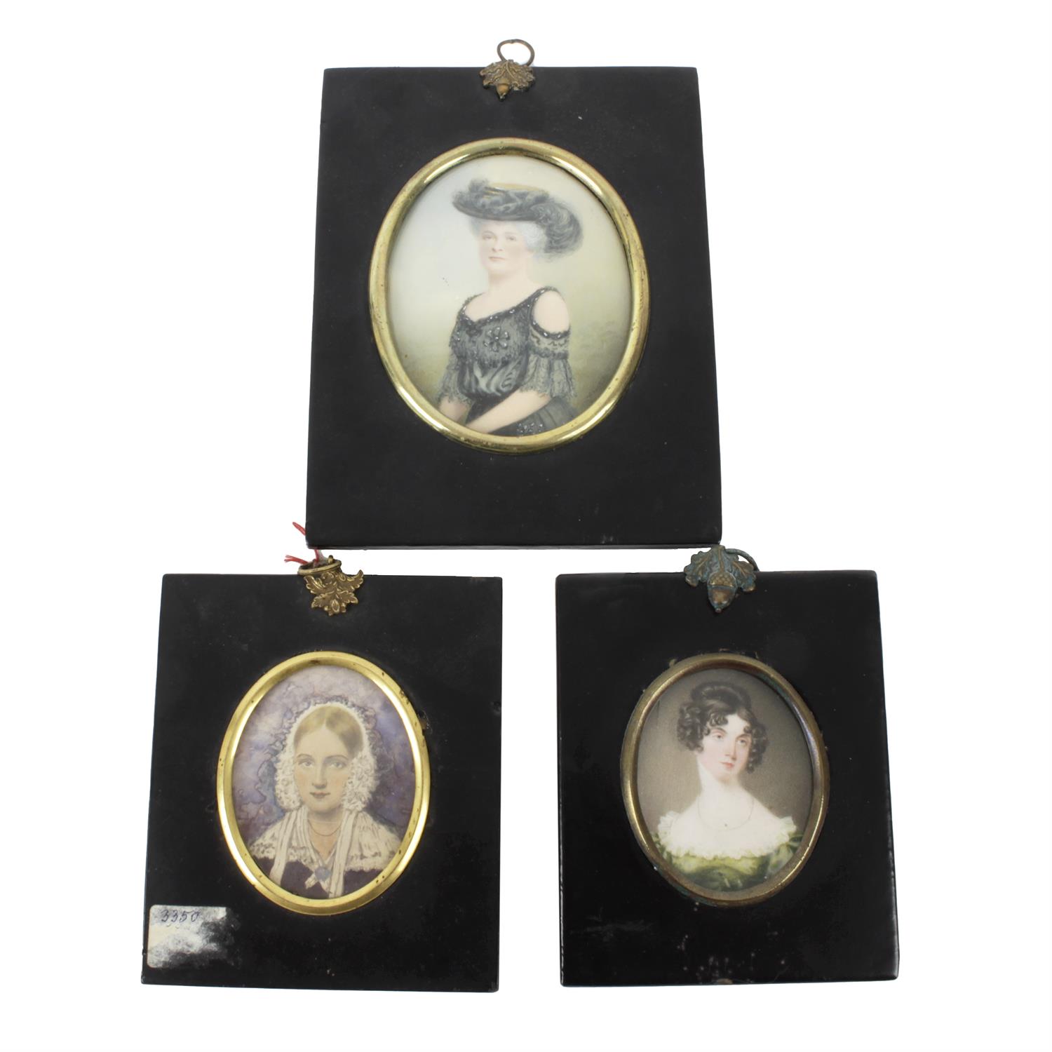 Five portrait miniatures of ladies and young girl