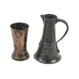 Liberty & Co Knox Tudric jug and a copper gaming beaker