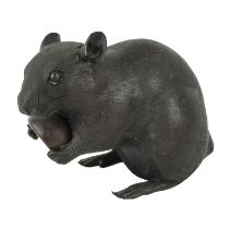Japanese bronze okimono of a rat