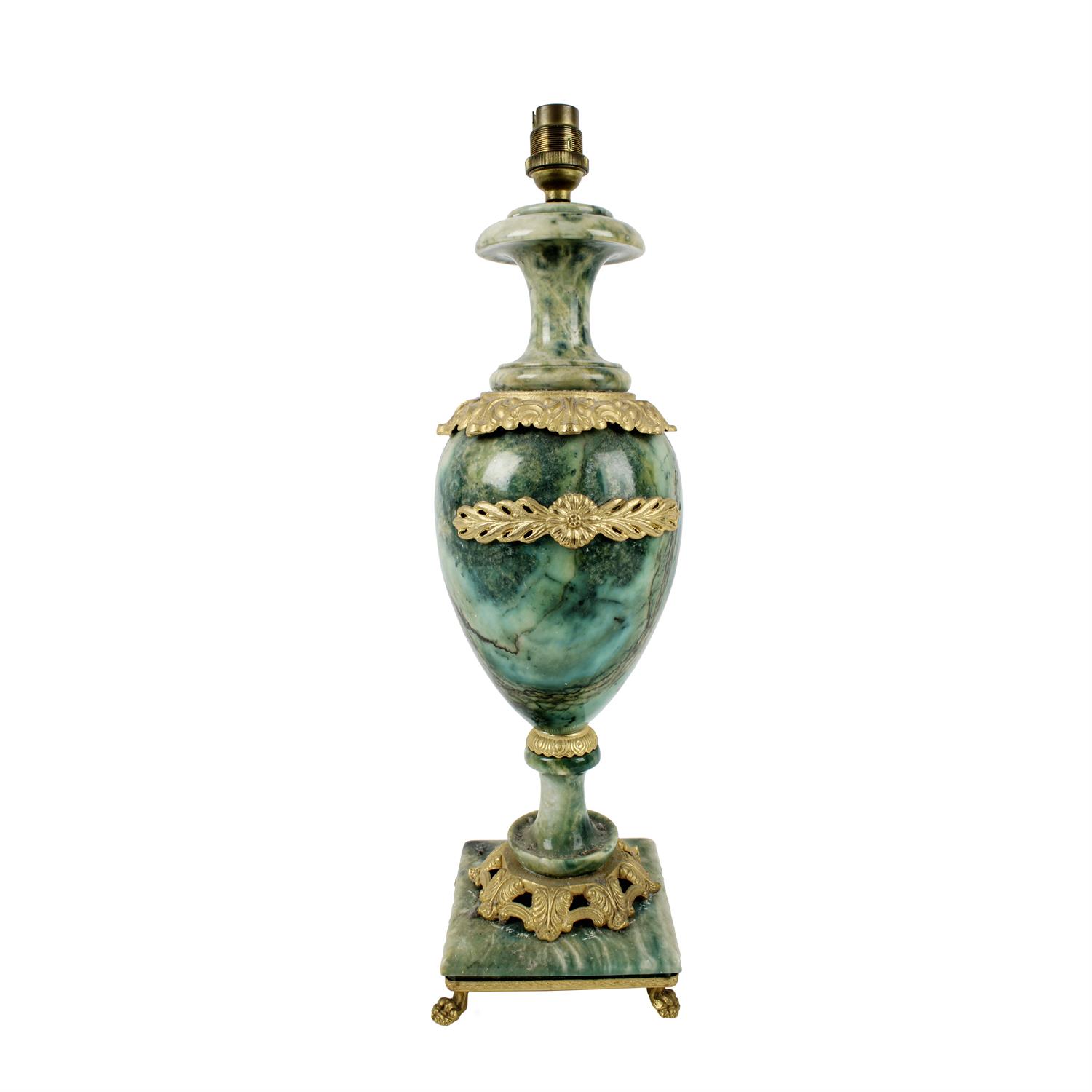 Green marble lamp with gilt metal fittings