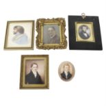 Five portrait miniatures of gentlemen