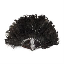 Ostrich feather and faux tortoiseshell fan