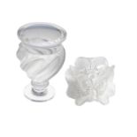 Lalique Ermenonville vase and Anemone flower head candlestick