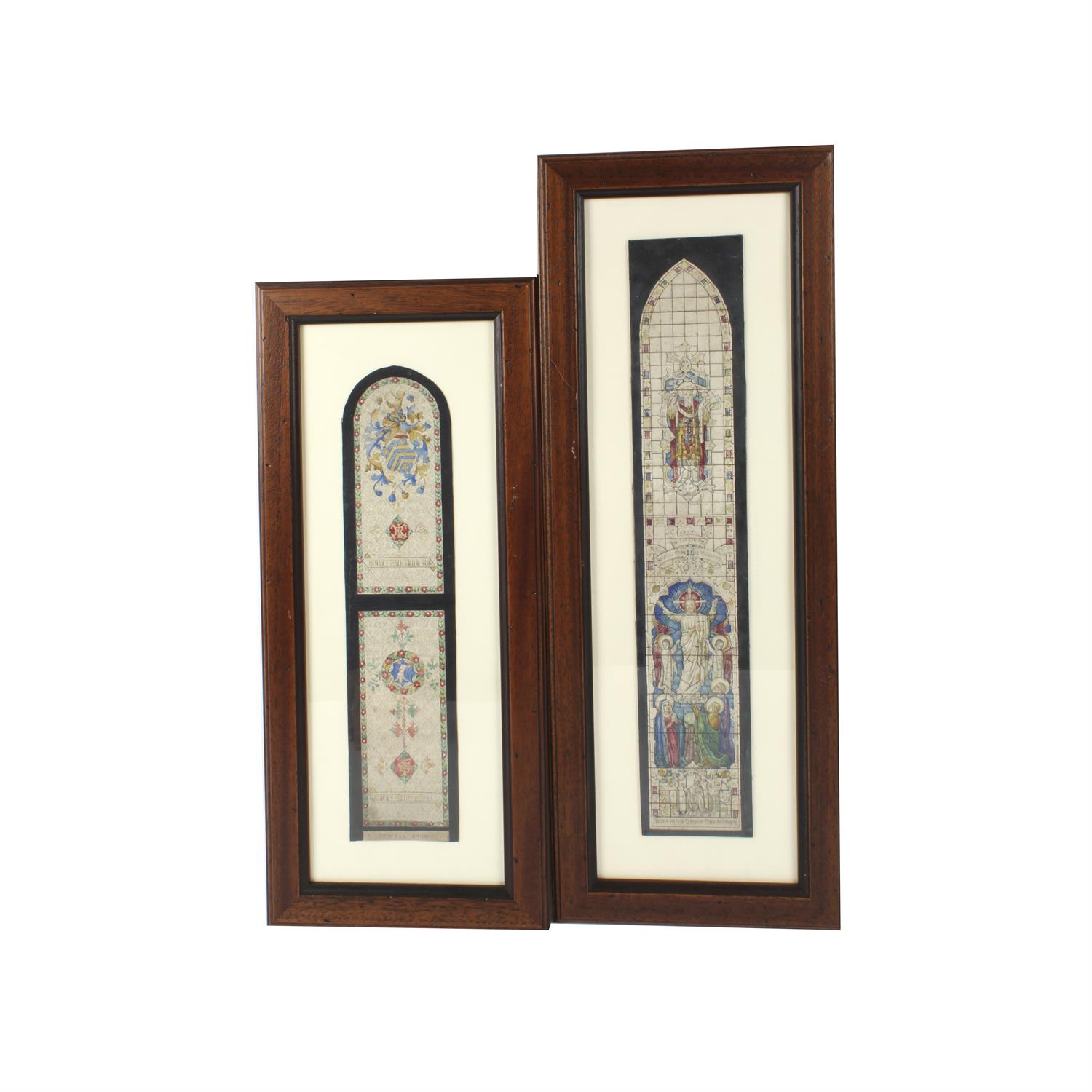 Two framed John Hardman & Co stained glass window designs
