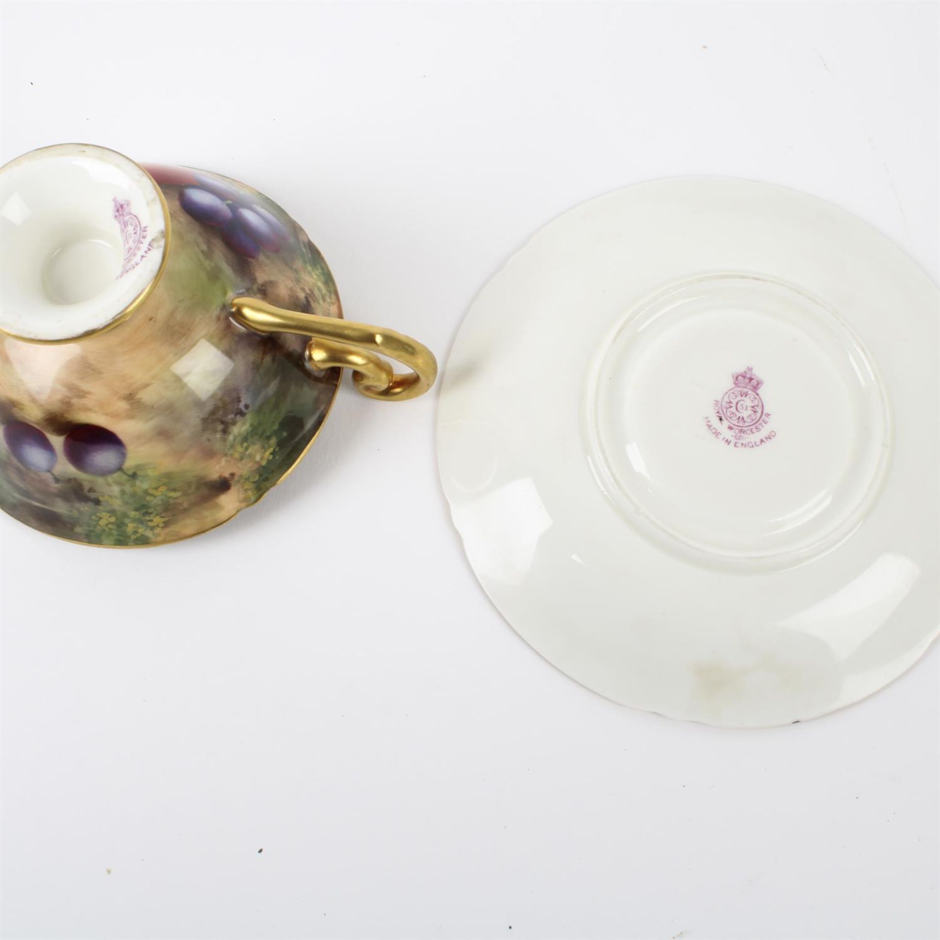 Royal Worcester Fallen Fruits cabinet cup and saucer - Image 3 of 3