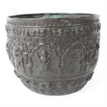 Indian copper jardiniere, possibly Bombay School of Arts and Crafts