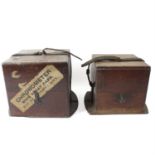 Three early 20th century mahogany marine chronometer outer deck boxes.