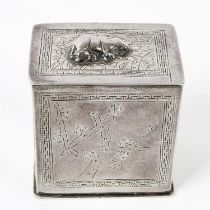 Oriental white metal box.